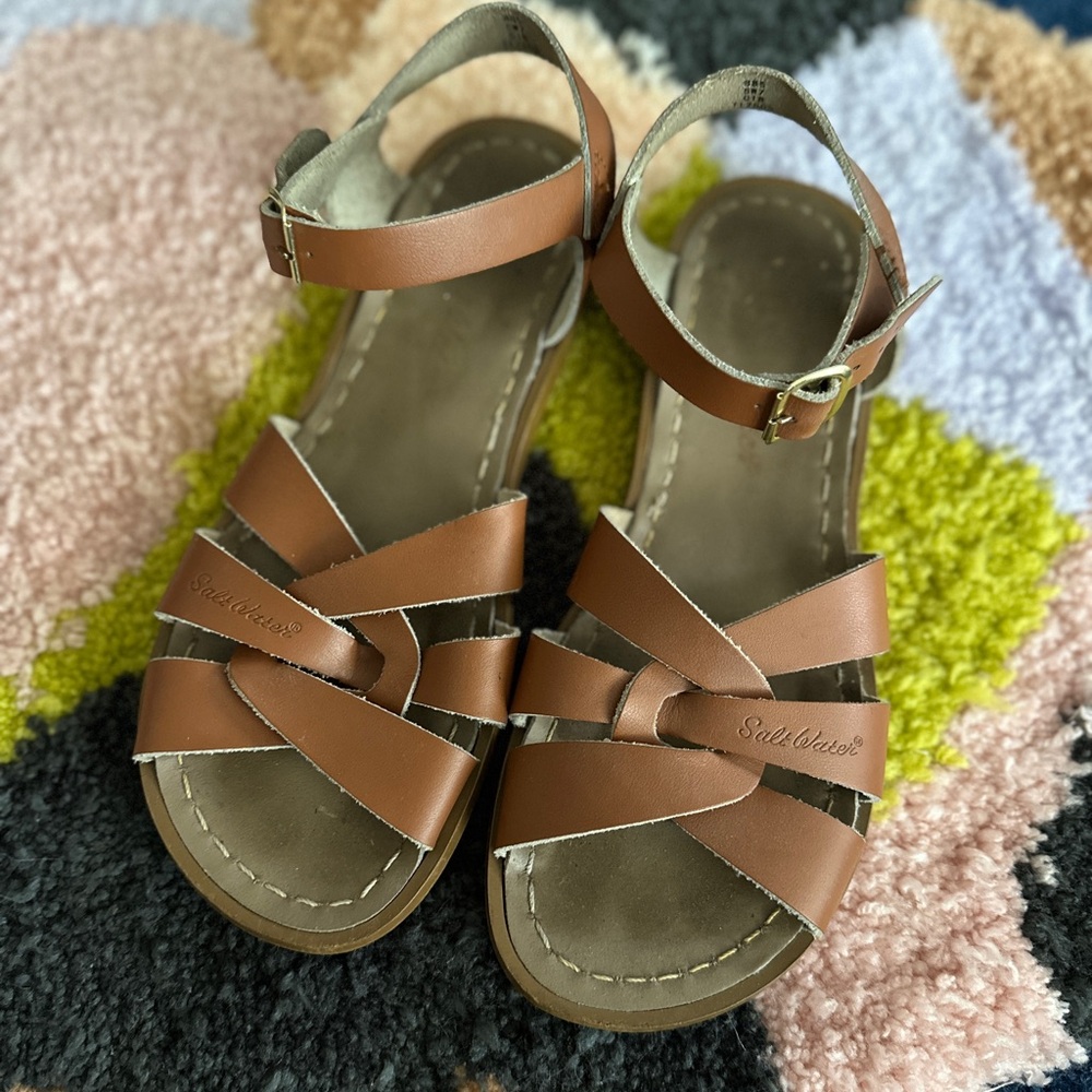 Saltwater Brown Leather Sandals